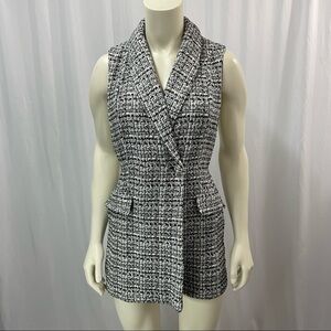 ZARA Black and White Tweed Romper, Size XS